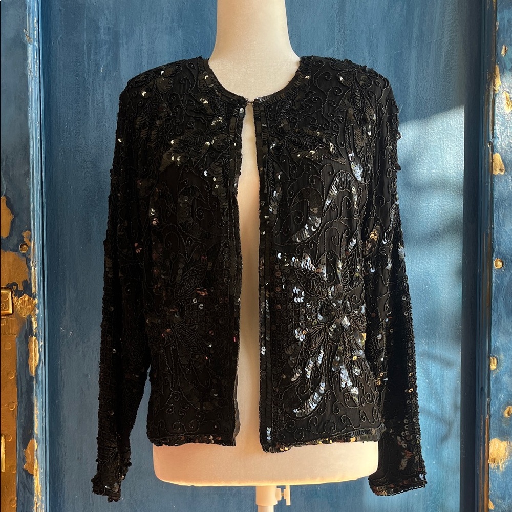 Silk Elegant Black Women's Jacket